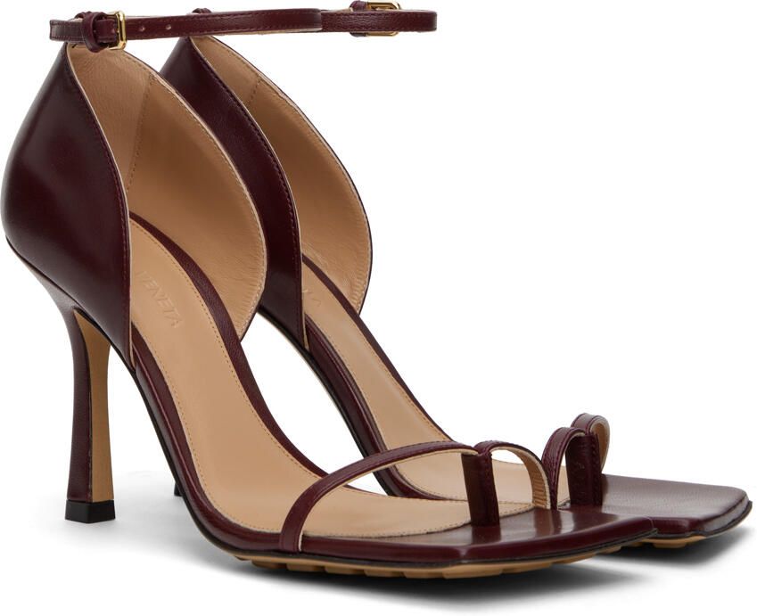 Bottega Veneta Burgundy Stretch Strap Heeled Sandals - Picture 2
