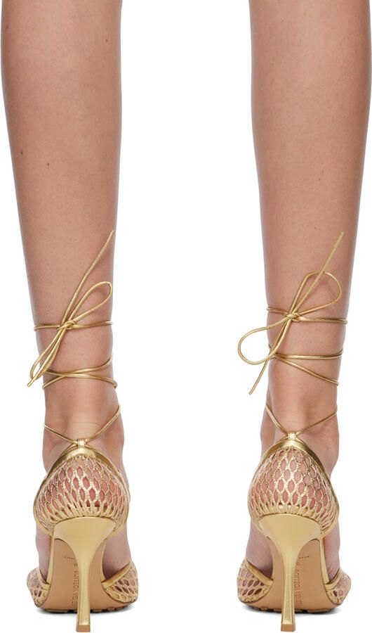 Bottega Veneta Gold Stretch Lace-Up Sandal - Picture 3
