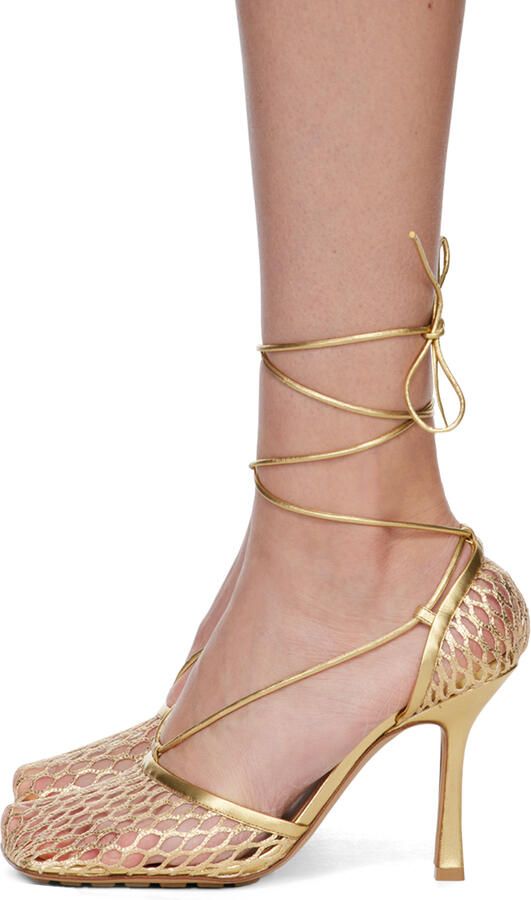 Bottega Veneta Gold Stretch Lace-Up Sandal - Picture 2