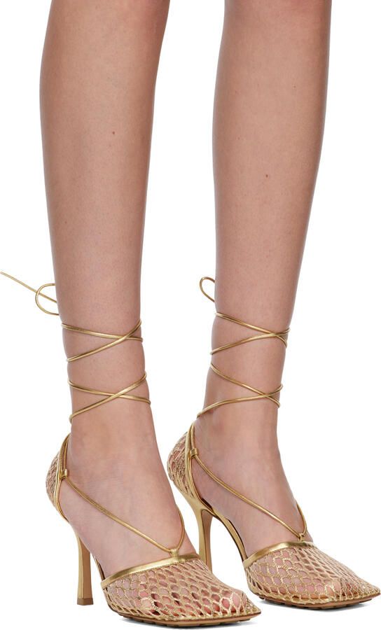 Bottega Veneta Gold Stretch Lace-Up Sandal