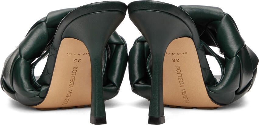 Bottega Veneta Green Intrecciato Lido Heeled Sandals - Picture 4
