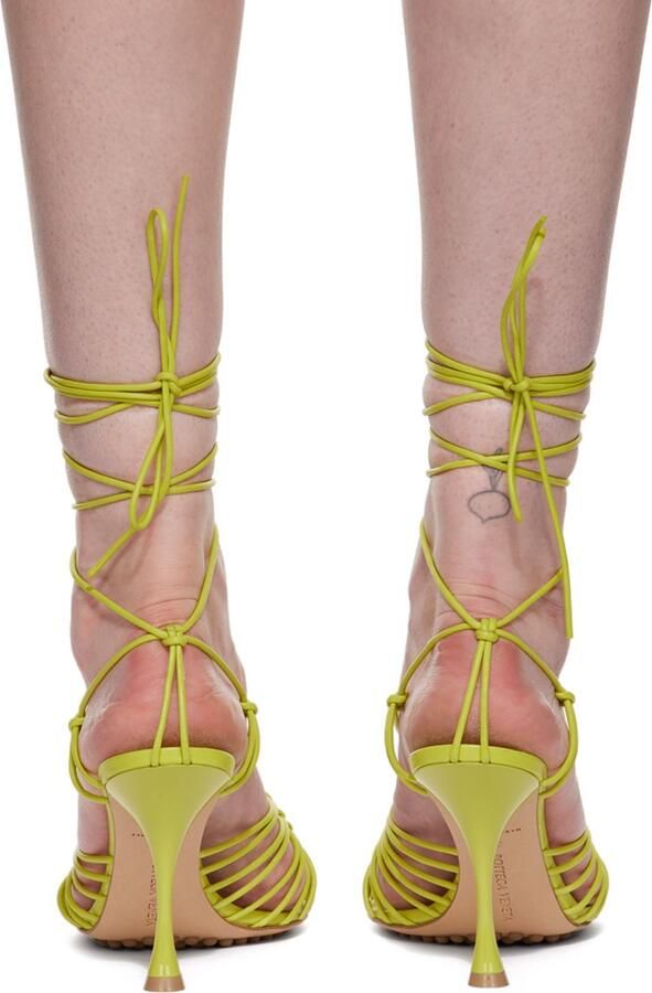 Bottega Veneta Green Lagoon Dot Heeled Sandals - Picture 2