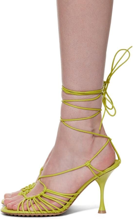 Bottega Veneta Green Lagoon Dot Heeled Sandals - Picture 3