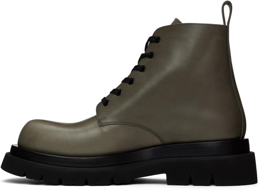 Bottega Veneta Khaki Lug Lace-Up Boots - Picture 3