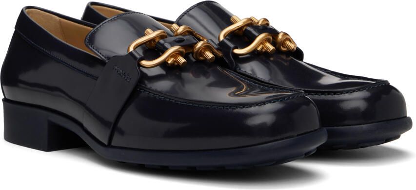 Bottega Veneta Navy Monsieur Loafers - Picture 2