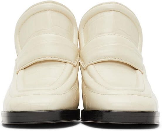 Bottega Veneta Off-White Croc Heeled Mules - Picture 4