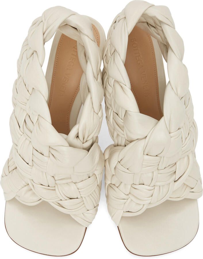 Bottega Veneta Off-White Intrecciato Board Heeled Sandals