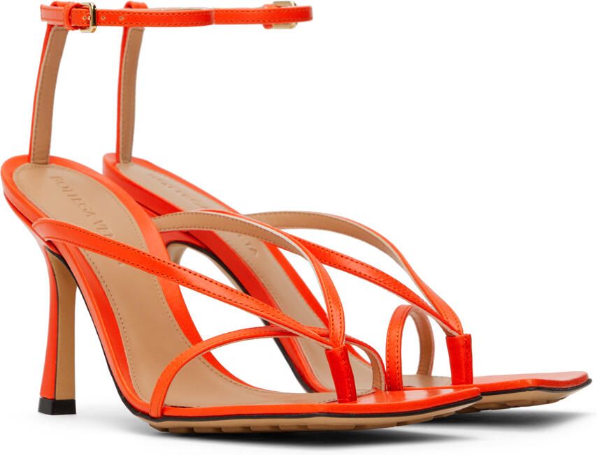 Bottega Veneta Orange Stretch Strap Sandals - Picture 3