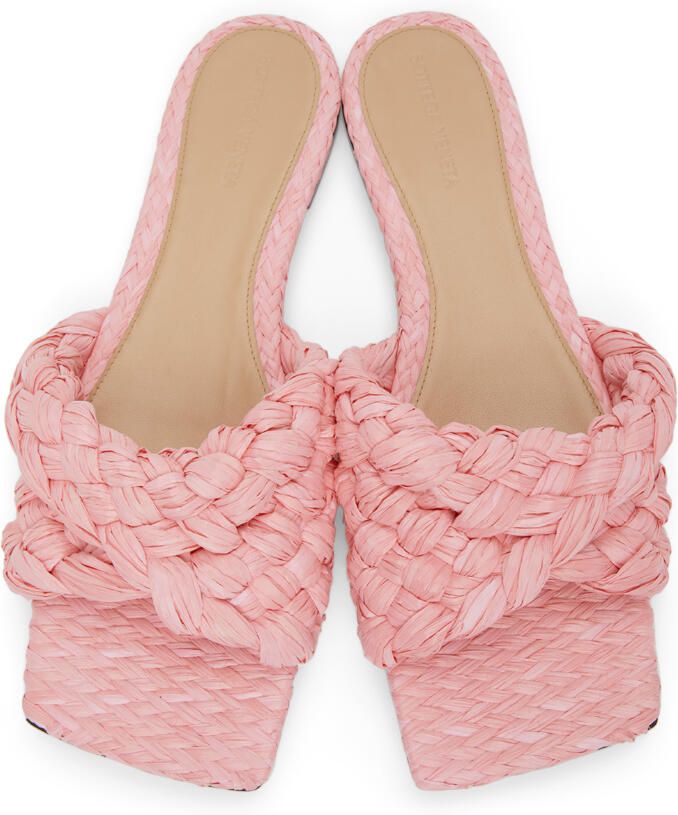 Bottega Veneta Pink Raffia Stretch Flat Sandals