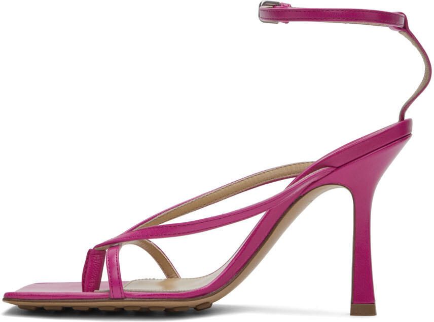 Bottega Veneta Pink Stretch Heeled Sandals - Picture 3