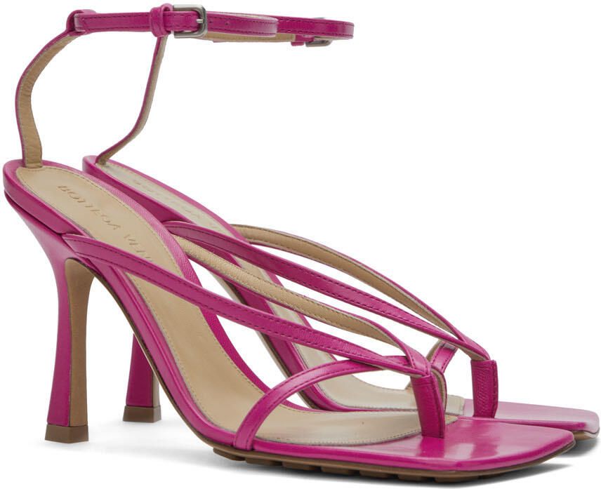 Bottega Veneta Pink Stretch Heeled Sandals - Picture 2