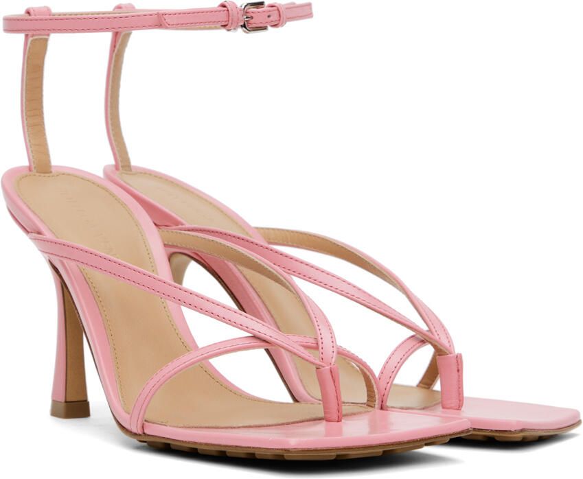 Bottega Veneta Pink Stretch Heeled Sandals - Picture 2