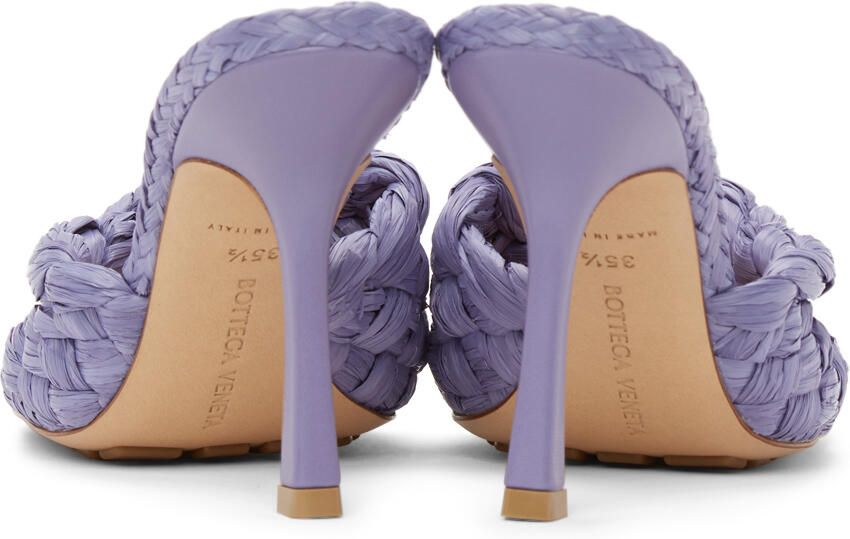 Bottega Veneta Purple Raffia Stretch Heeled Mules - Picture 2