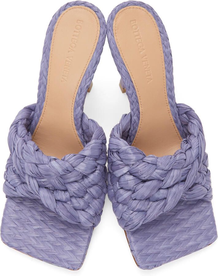 Bottega Veneta Purple Raffia Stretch Heeled Mules