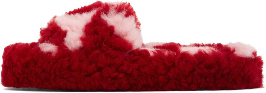 Bottega Veneta Red & Pink Teddy Sandals - Picture 4