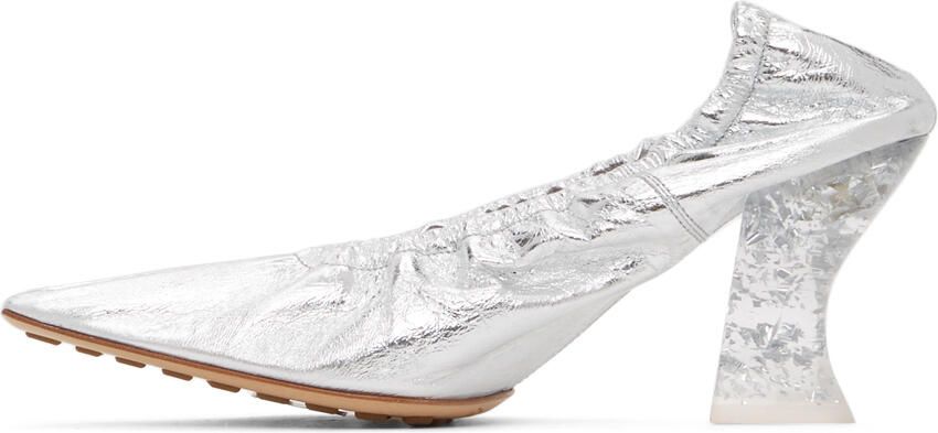 Bottega Veneta Silver Almond Pumps - Picture 4