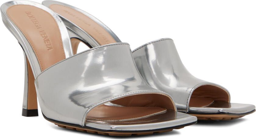 Bottega Veneta Silver Stretch Heeled Mule - Picture 2