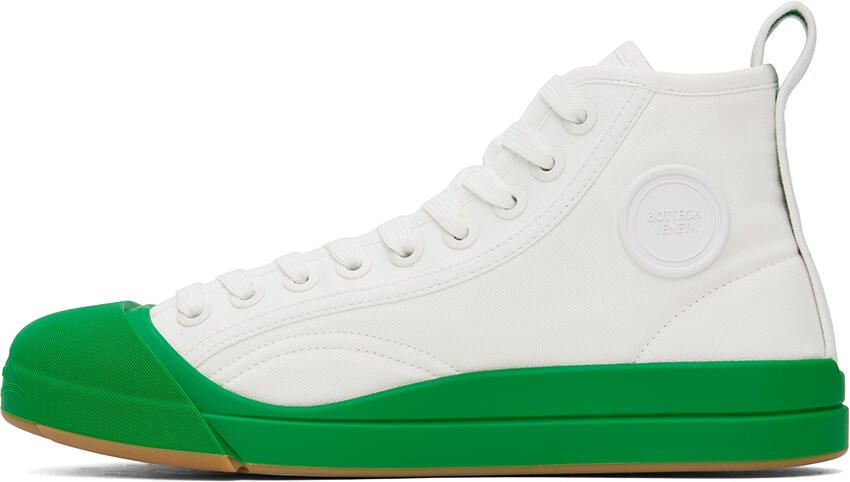 Bottega Veneta White & Green Vulcan Sneakers - Picture 3