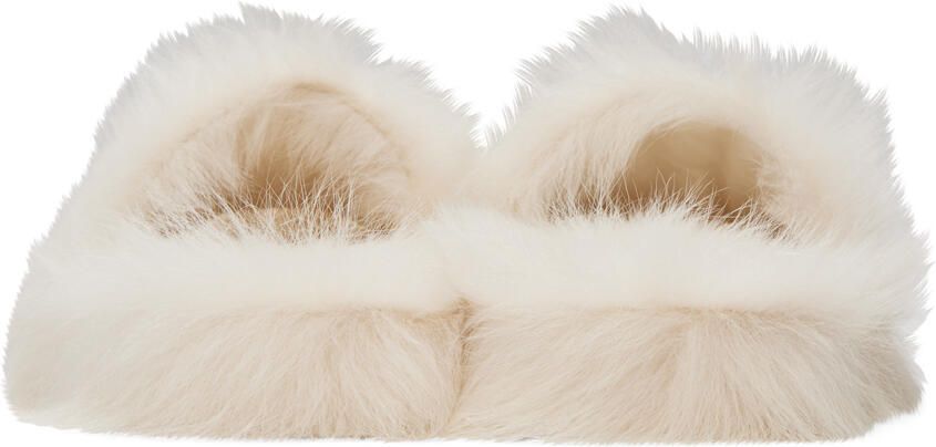 Bottega Veneta White Shearling Resort Slides