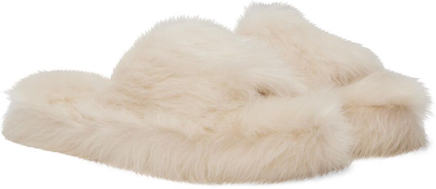 Bottega Veneta White Shearling Resort Slides - Picture 2