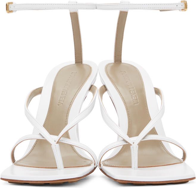 Bottega Veneta White Stretch Heeled Sandals - Picture 3