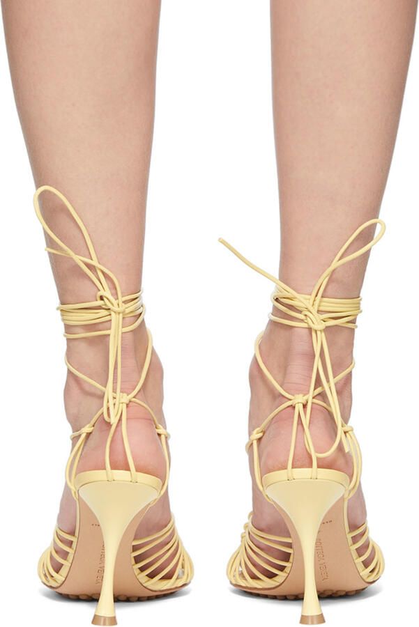 Bottega Veneta Yellow Lagoon Dot Heeled Sandals - Picture 5