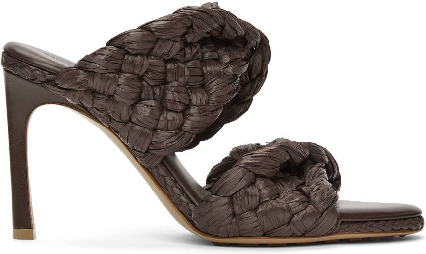 Bottega Veneta Brown Raffia 'The Curve' Heeled Sandals