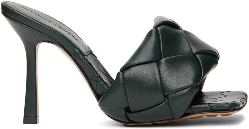 Bottega Veneta Green Intrecciato Lido Heeled Sandals