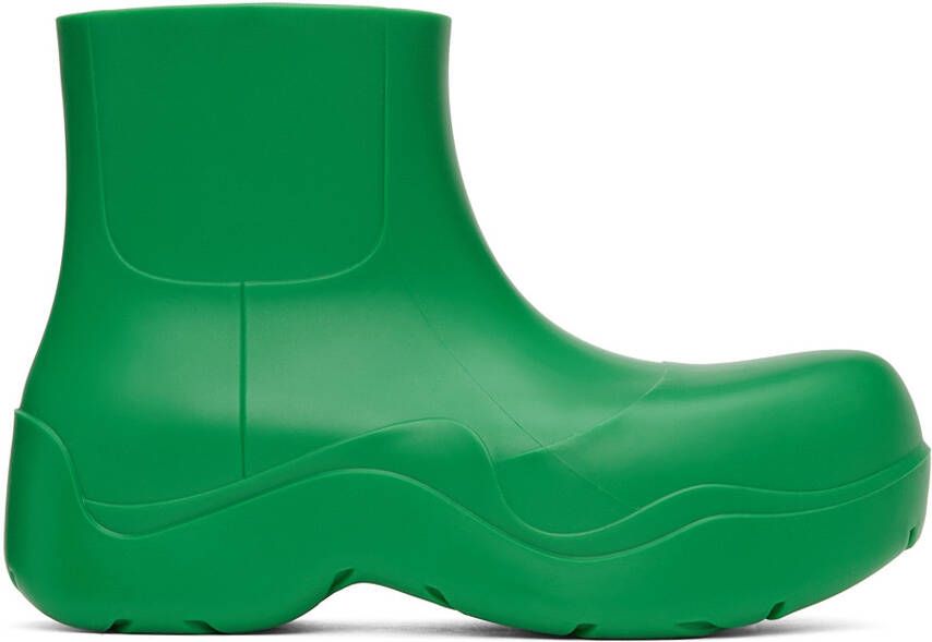 Bottega Veneta Green Matte Puddle Chelsea Boots