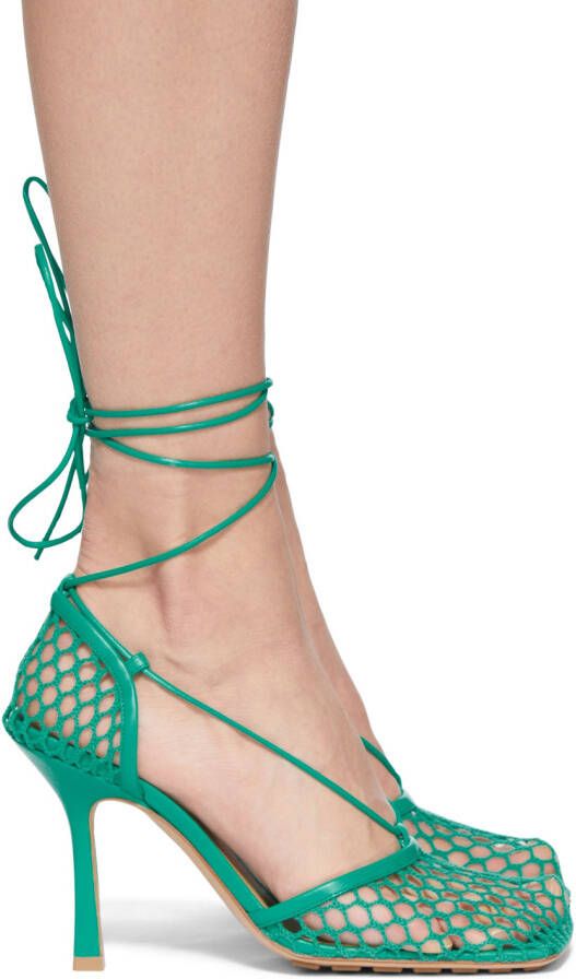 Bottega Veneta Green Stretch Web Heels
