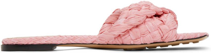 Bottega Veneta Pink Raffia Stretch Flat Sandals