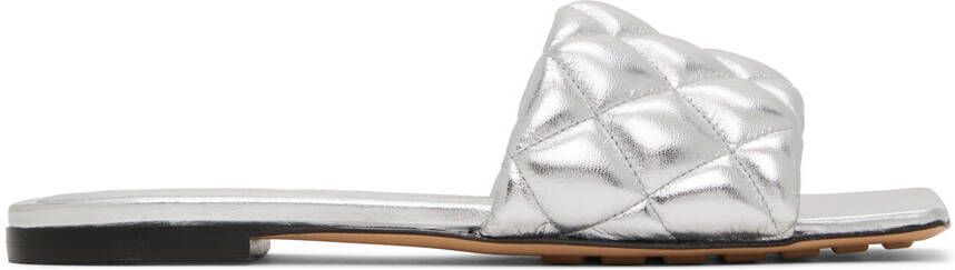 Bottega Veneta Silver Padded Flat Sandals
