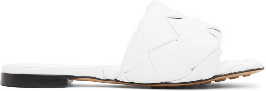 Bottega Veneta White Intrecciato Lido Flat Sandals