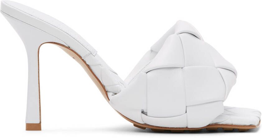 Bottega Veneta White Intrecciato Lido Heeled Sandals