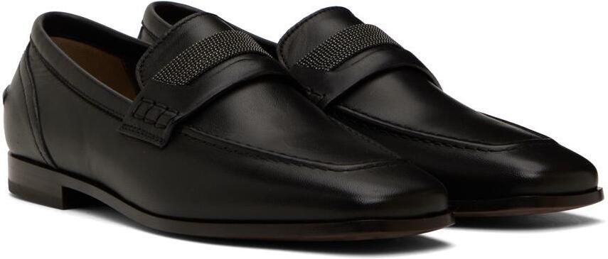 Brunello Cucinelli Black Glitter Loafers - Picture 2