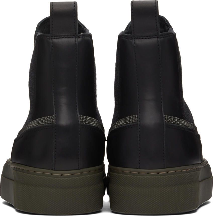 Brunello Cucinelli Black Leather Ankle Boots