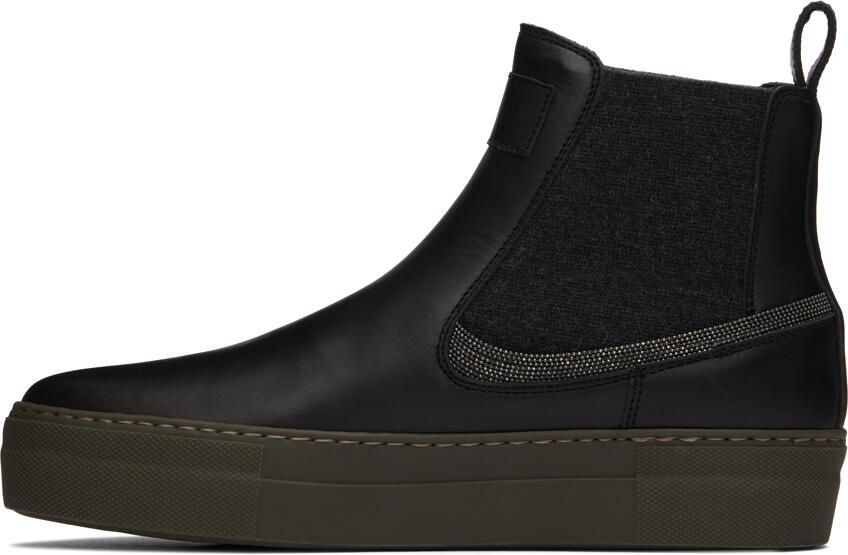 Brunello Cucinelli Black Leather Ankle Boots - Picture 3