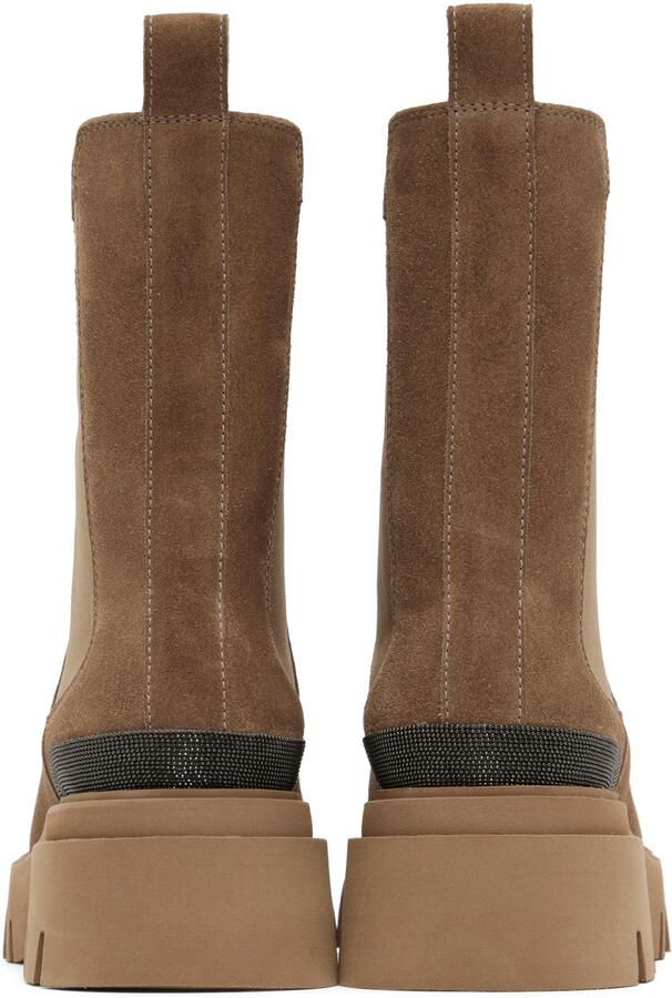 Brunello Cucinelli Brown Glitter Chelsea Boots - Picture 3