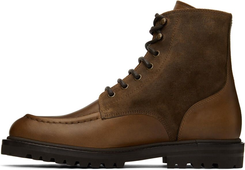 Brunello Cucinelli Brown Paneled Leather Boots - Picture 4