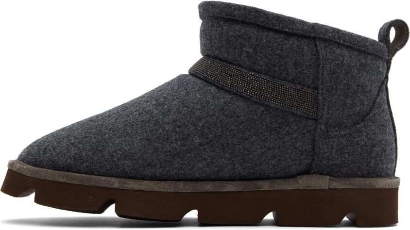 Brunello Cucinelli Gray Virgin Wool Monili Boots - Picture 3