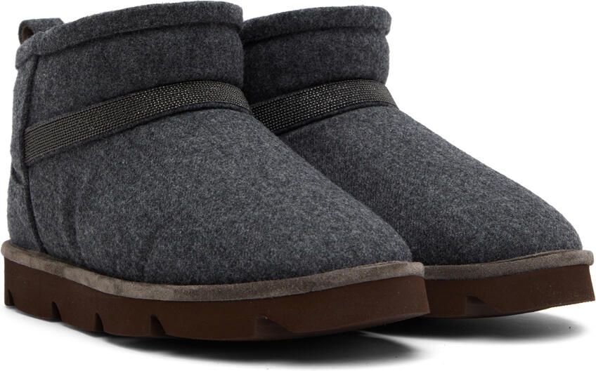Brunello Cucinelli Gray Virgin Wool Monili Boots - Picture 2