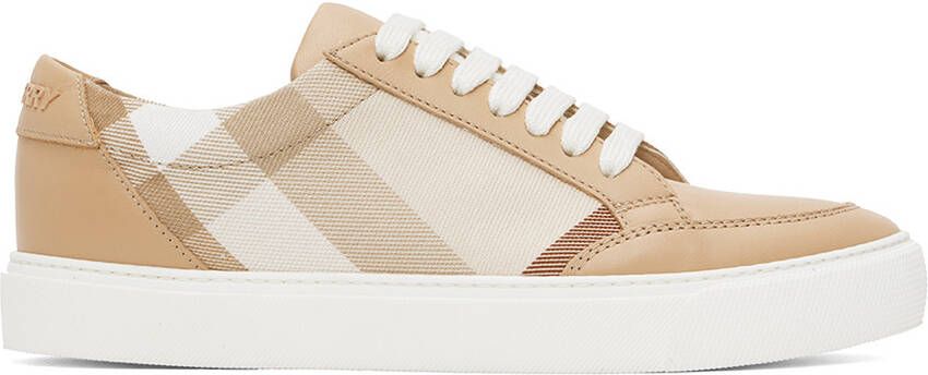 Burberry Beige Check & Leather Sneakers
