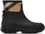 Burberry Black & Beige Ryan Rain Boots - Thumbnail 1