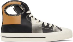 Burberry Black & White Check Porthole High-Top Sneakers