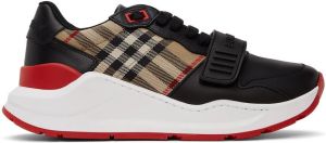 Burberry Black Leather Vintage Check Sneakers