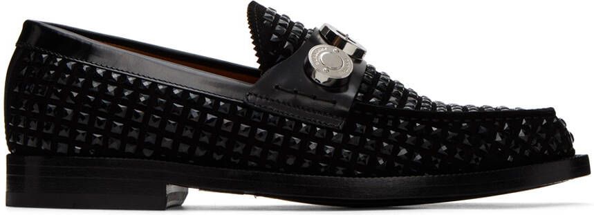 Burberry Black Logo Crystal Loafers