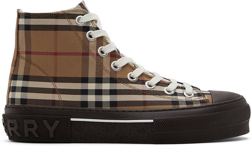 Burberry Brown Vintage Check High-Top Sneakers