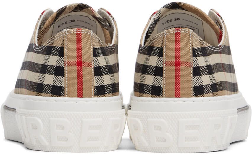 Burberry Beige Canvas Vintage Check Sneakers - Picture 2