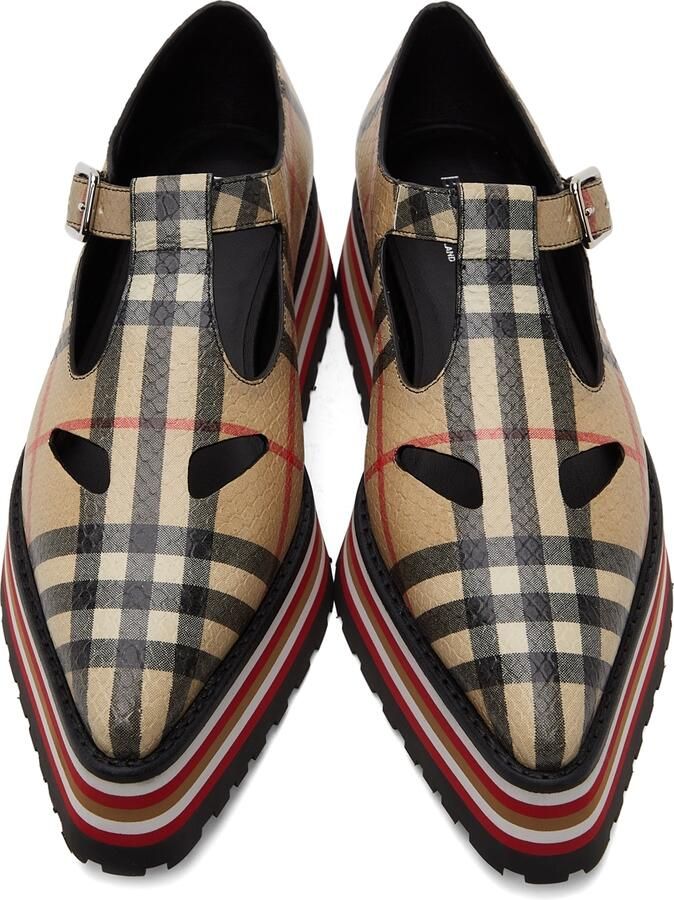 Burberry Beige Check Aldwych Mary Jane Oxfords