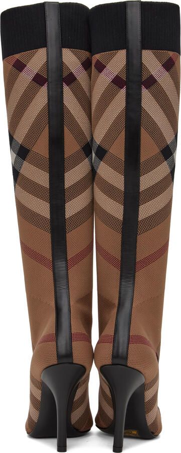 Burberry Beige Check Boots - Picture 4